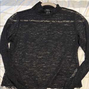 Black Lace Long Sleeve Top